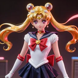 sailor moon possing, fluent composition, red and white neon, concept art, ambient light, 4 k, intricate details, highly professionally detailed, cgsociety, highly detailed -