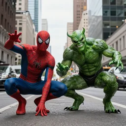 spider man vs green goblin in new york city
