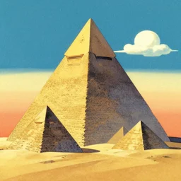 pyramids. retro art by jean giraud. fibonacci. by brian froud, yoshitaka amano, kim keever, victo ngai