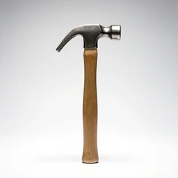 retro claw hammer, studio product photography, isolated on a pure white background, centered, entire object in frame, sharp focus, soft studio lighting