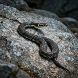 a common european viper in a granite rock, path, in avila mountains, european adder, 4 k, concept art, by wlop, ilya kuvshinov, artgerm, krenz cushart, greg rutkowski, pixiv. cinematic dramatic atmosphere, sharp focus, volumetric lighting, cinematic lighting, studio quality