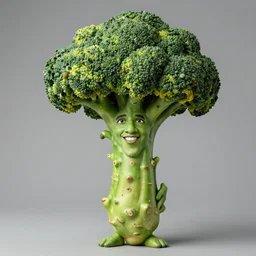 ( barack obama plays broccoli mascot with green skin ) hyperrealistic medium shot studio portrait of barack obama smiling and looking like broccoli, hyperrealistic sculpture by ron mueck, photographed by annie libovitztrending on artstation 8 k shocking detail hard shadows