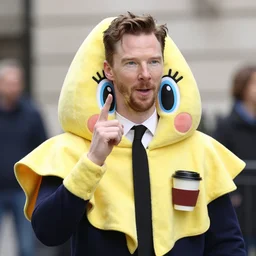 benedict cumberbatch wearing eggs benedict mascot costume