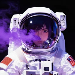 portrait of an astronaut with purple smoke fumes coming out of the visor, vaporwave aesthetic by craig mullins, ruan jia, kentaro miura, greg rutkowski