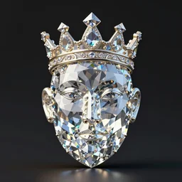 precious gemstone that shaped like a face wearing a crown, 3 d render