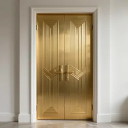 a gold and white art - deco double door stanley artgerm lau highly detailed, cinematic lighting, octane render, unreal engine lumen, very coherent. cinematic, hyper realism, high detail, octane render, 8 k