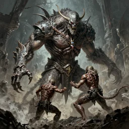 last fight against the titan, highly detailed, artwork by H.R. Giger
