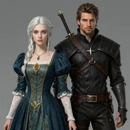 Pre-Raphaelite Ciri from Witcher 3 by Artgerm and Greg Rutkowski, wearing haute couture by schiaparelli, sharp focus, sun rays, intricate, elegant, highly detailed, digital painting, masterpiece.