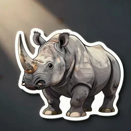 die cut sticker of anime rhino