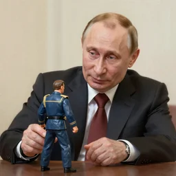 happy vladimir putin playing with action figures, digital painting, intricate, detailed, trending on artstation