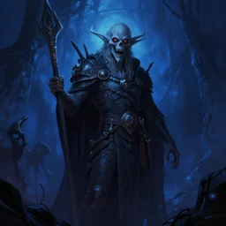 a dungeons and dragons character, illustrated by greg rutkowski, cgsociety, artist interpretation, artstation, contemporary art, 4 k, 8 k, artstation digital, artstation horror, trending on behance, lovecraftian art style, dark blue atmosphere, vignette, beautiful lighting, illustrated by h. r. giger and gaston bussiere, trending on artstation, cgsociety contest winner, 4 k, 8 k