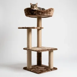 lacquered cat tree, professional product shot, isolated on a pure white background, centered, entire object in frame, sharp focus, soft studio lighting