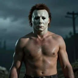 extremely buff, shirtless, michael myers