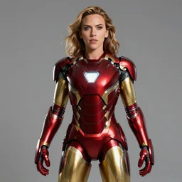 scarlett johanson as ironman, seductive pose, photo realism, octane render, 8 k.