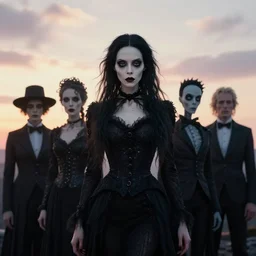 photographic portrait of a stunningly beautiful gothic spirit ghostly female in soft dreamy light at sunset, contemporary fashion shoot, by edward robert hughes, tim burton, annie leibovitz and steve mccurry, david lazar, jimmy nelsson, breathtaking, 8 k resolution, extremely detailed, beautiful, establishing shot, artistic, hyperrealistic, beautiful face, octane render