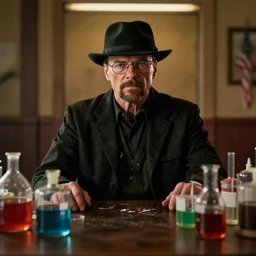 walter white behind a table with chemicals in red dead redemption 2