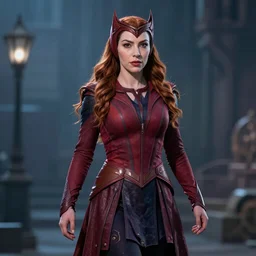 fully closed The Scarlet Witch, high detail of the face, high detail, high modernization, ultra mega super hyper realistic, ultra mega super hyper beautiful, full body,