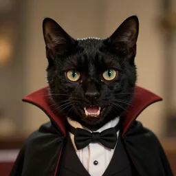 a vampire cat dark cute, a still of a 1 9 2 2 movie, vampire's teeth at night