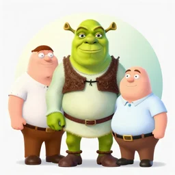 A conbination of Shrek, Kurby and Peter Griffin, circle shaped