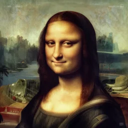 mona lisa face closeup painted as a gta 5 character, splash screen, hyperrealistic, beautiful, gta vice city, trending on artstation