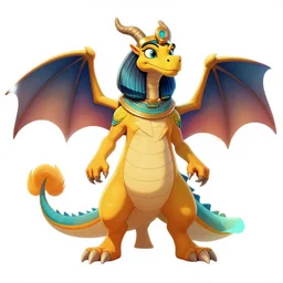 fullbody egyptian dragon character design of a disney egyptian dragon. egyptian dragon deviantart adoptable, style of maple story and zootopia, disney portrait studio lighting by jessica rossier and brian froud in the style of disney, traditional artstation