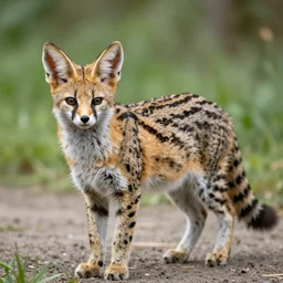a cross between a fennec fox and a serval.