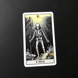 Black paper, Tarot card, Underwater skeleton, White ink