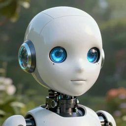 a magical robot in a garden, artificial intelligence, hightly detailed, ditigal painting, smooth, sharp, beautiful face, expressive eyes, 4k, octane render, award winning art by alex gray and hajime sorayama