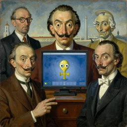surrealist painting of about the internet by Magritte, Dali, Andre Breton and Max Ernst
