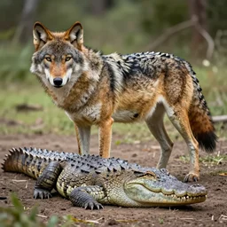 a wolf crocodile!!! hybrid! bold natural colors, masterpiece, trending on artstation, photograph, national geographic, wildlife photographer of the year