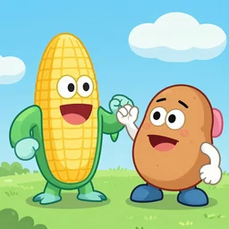 corn-monster vs potatoe-monster fight