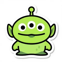 cute alien sticker art, vector art, concept, white background