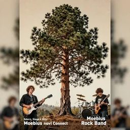 a huge pine tree, moebius, rock band, concert poster
