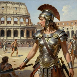 A closeup oil painting of a womens gladiatorial arena match, by Greg Rutkowski, Frank Frazetta, Boris Vallejo, epic fantasy character art, olympus, Exquisite detail, post-processing, masterpiece, cinematic, Coliseum of Rome