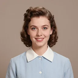 photo of an intelligent 1950s girl, age 26