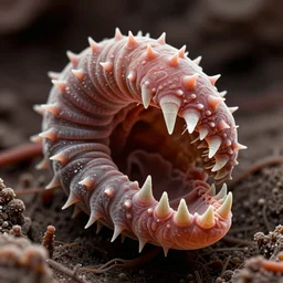 hydrothermal worm head, spiky jaws, polychaeta, coloured scanning electron micrograph