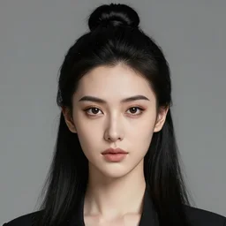 portrait of a tall 4 0 - year - old woman with thin lips, long, lush black hair gathered on the head bun, and thick eyebrows, wearing in black clothes, aristocratic appearance, hyper realistic face, beautiful eyes, character art, art by mark brooks, hyperdetailed, cryengine, trending on artstation, digital art
