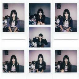polaroid collage, double exposure, messy room, pastel goth aesthetic, high contrast, lofi colors, sharp details, intricate details, hd anime, artstation