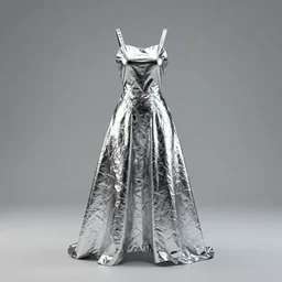 a dress created with aluminim foil. octane render