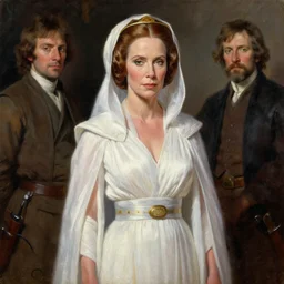 phyllis diller as princess leia in star wars, full - figure oil painting by john currin and jacques - louis david and ingres, high detail