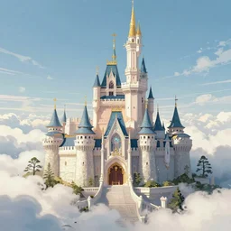 a fairy castle in the clouds, detailed, digital art, illustration