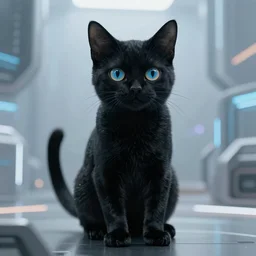 black cyber cat in the future