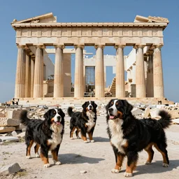 parthenon populated by bernese mountain dogs in 5 th century