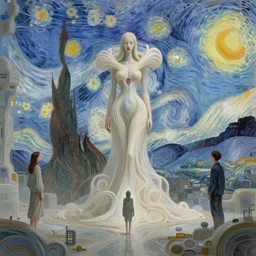 futuristic sci - fi world by karol bak and ruan jia and vincent van gogh, neutral pastel colors, visionary dreams by iris van herpen, symbolism, gothic style, cyberpunk, imagination, daydreaming and nightmares, grand scenes