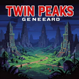 Twin Peaks as Sega Mega Drive Genesis game by H.R. Giger pixelated