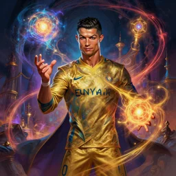 cristiano ronaldo as a strong fantasy magician who does magic, colorful spells, fantasy art, in the style of Fernando Juarez, illustration, epic, fantasy, intricate, elgant, amazing detail, digital painting, artstation, concept art, smooth, sharp focus
