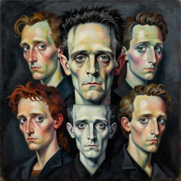 intricate five frakenstein by pablo picasso, oil on canvas, hdr, high detail, photo realistic, hyperrealism, matte finish, high contrast, 3 d depth, centered, masterpiece, vivid and vibrant colors, enhanced light effect, enhanced eye detail, artstationhd