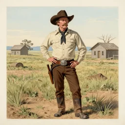 Barry Chuckle is the most rootinest, tootinest sheriff of the old West. Lithograph 1889