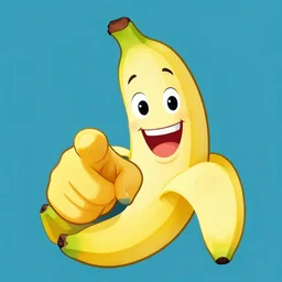 character portrait of a laughing banana pointing at the camera, digital illustration