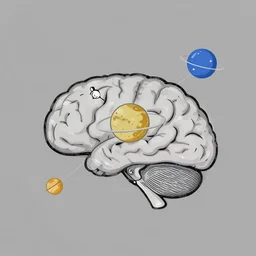 gamer brain connected solar system, gamer, simple, flat, minimalist, tristan eaton, victo ngai, artgerm, rhads, ross draws